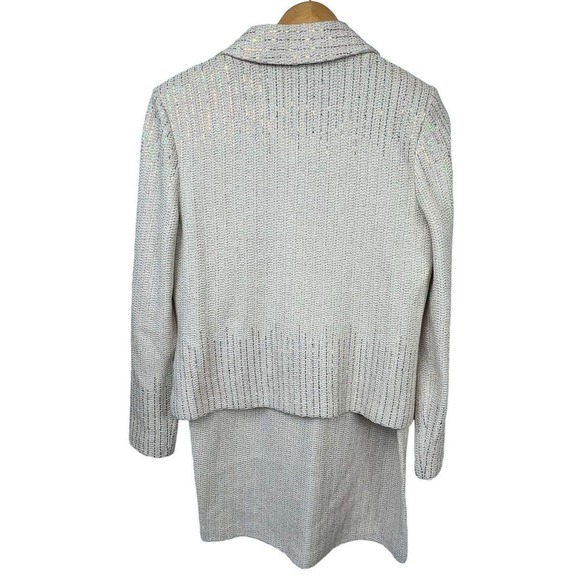 St. John Evening By Marie Gray Cream Gold Knit Suit with Skirt Sz 6 NWT Sparkle - Picture 10 of 16